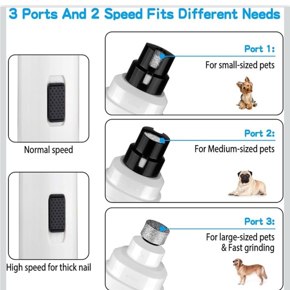 2-Speed Pet Nail Grinder with USB Charging - Picture 5 of 8